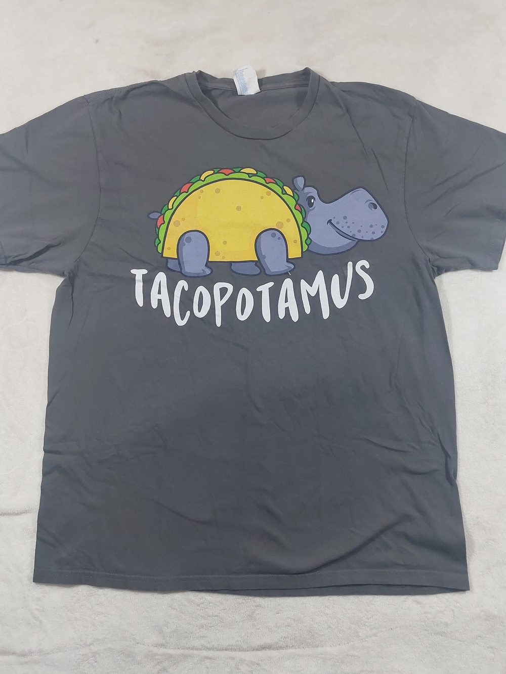 Port and Company  Tacopotamus Graphic Tee - Gray with Yellow & Purple